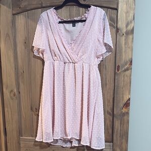 SHEIN Pink Peplum Ruffled Mini Dress